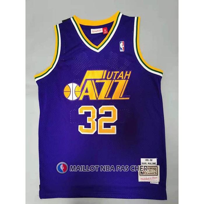 Maillot Utah Jazz Karl Malone NO 32 Mitchell & Ness 1991-92  volet